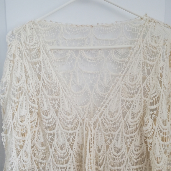 BNWOT Crochet Knit Open Kimono with Tie - Picture 6 of 8